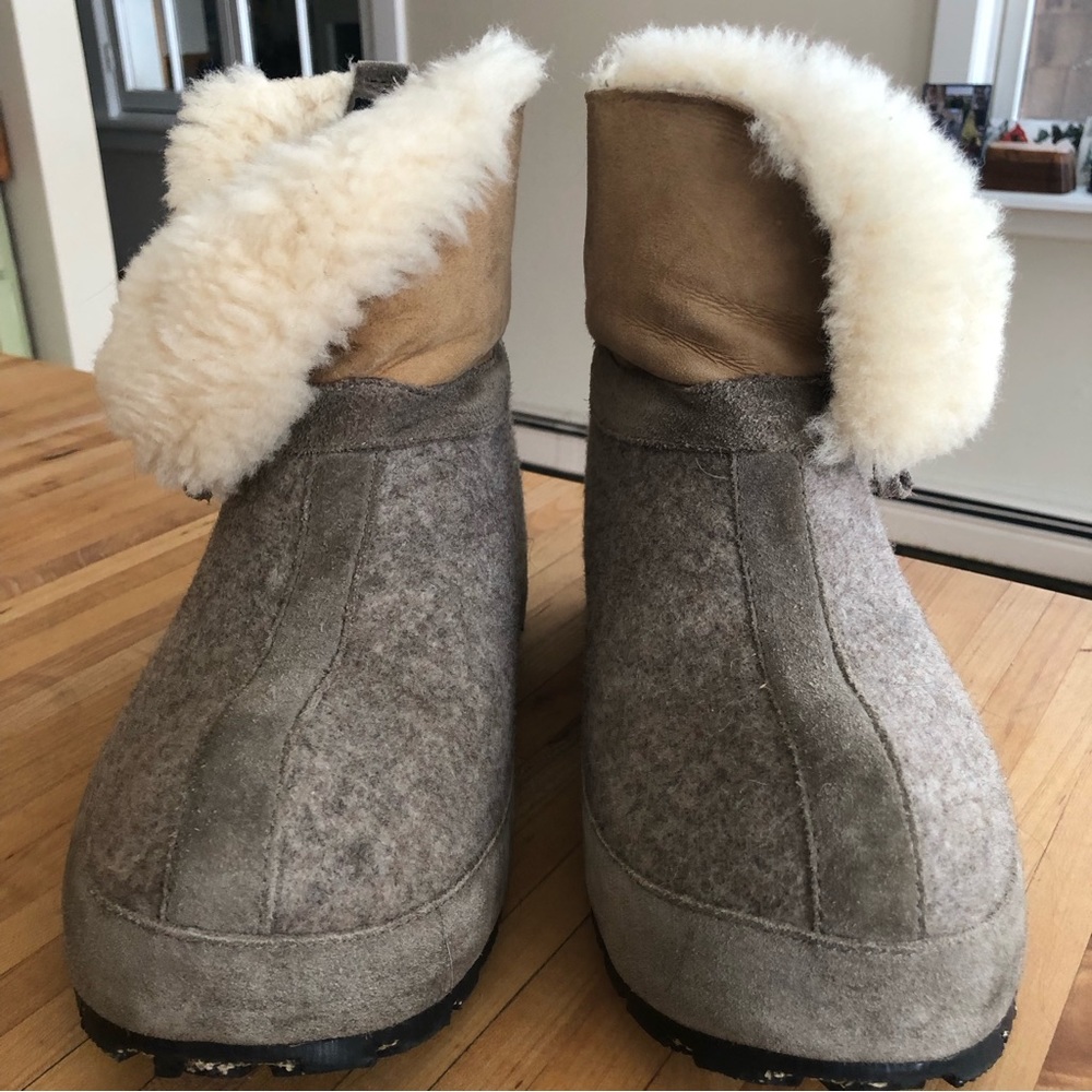 ZDAR Maksim Buttoned Natural felted wool shearling boots 38